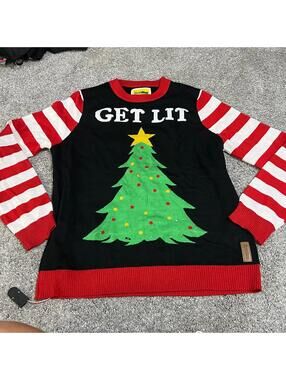 Tipsey Elves Women’s Lighted Get Lit Light Up Sweater size Large